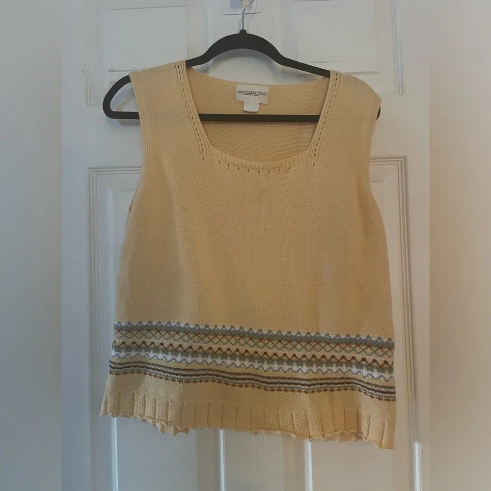 Vintage Monterey Bay Cream Knit Sleeveless Top